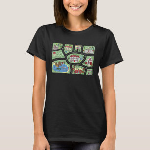 Spielmatte Straßen Teppich Zug Stadt Motiv Retro T-Shirt