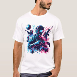Spielmodus aktiviert - Neon-Gamer-Kunst T-Shirt