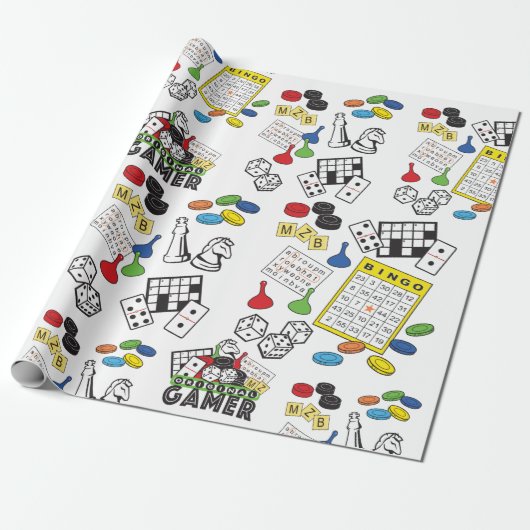 Spielnacht, Brettspiele und Word-Puzzles Geschenkpapier (Ungerollt)