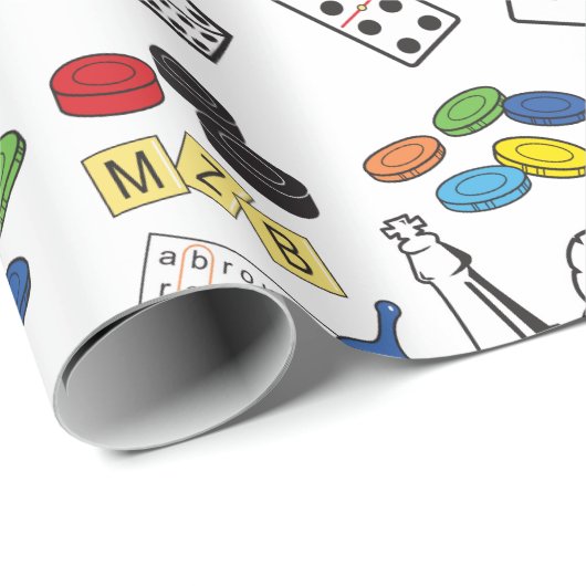 Spielnacht, Brettspiele und Word-Puzzles Geschenkpapier (Rolleneckpunkt)