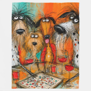 Spielnacht für Hunde mit Wein Fleecedecke