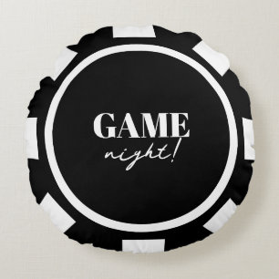 Spielnacht Schwarze Poker-Chips-Party Rundes Kissen