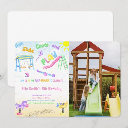 Spielplatz-Foto-Einladung Einladung (Vorne/Hinten)