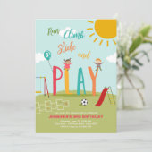 Spielplatz Geburtstag Einladendes Party im Park Bo Einladung (Stehend Vorderseite)