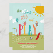 Spielplatz Geburtstag Einladendes Party im Park Bo Einladung (Vorne/Hinten)