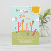 Spielplatz Geburtstag Einladendes Party im Park Gi Einladung (Stehend Vorderseite)