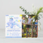 Spielplatz Geburtstagsfeier Foto Einladung (Stehend Vorderseite)