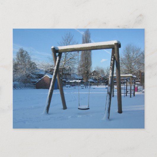 Spielplatz im Schnee Postkarte (Vorderseite)