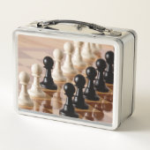 Spielplätze auf dem Schachbrett Metall Brotdose (Rückseite)