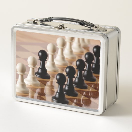 Spielplätze auf dem Schachbrett Metall Brotdose (Vorderseite)