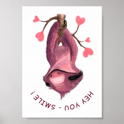 Spielposter Faultier Lächeln - Ihr Text Poster (Vorne)