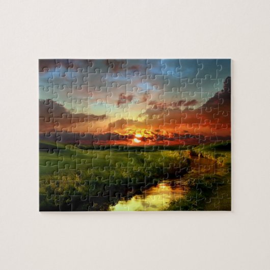 Spielpuzzle-Landschaft Sonnenuntergang Puzzle (Horizontal)