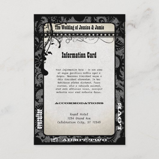 Spielschein-Hochzeitkarte Begleitkarte (Vorderseite)