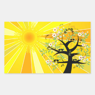 Spielsonne und Baum Rechteckiger Aufkleber