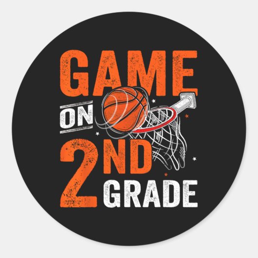 Spielspass auf Basketball der zweiten Klasse Runder Aufkleber (Vorderseite)