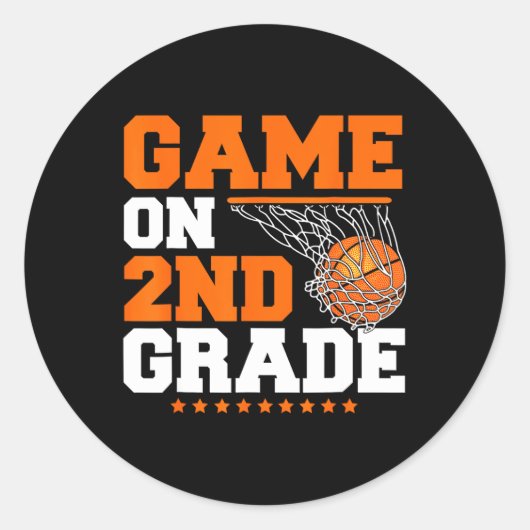 Spielspass auf Basketball der zweiten Klasse Runder Aufkleber (Vorderseite)