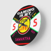 Spielspass Lebensraum Name Schwarz Gelb Rosa Runde Wanduhr (Winkel)