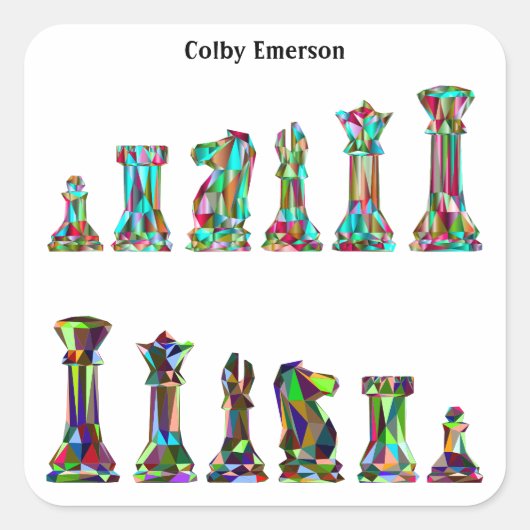 Spielspieler Rainbow Color Schachfiguren Club Quadratischer Aufkleber (Vorderseite)