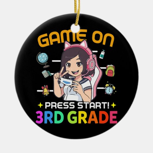 Spielstand bis 3. Stufe zurück zum SchulGamer Keramik Ornament (Vorne)