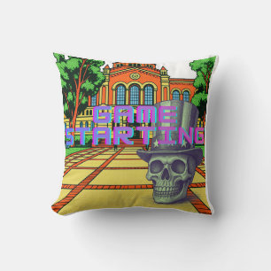 Spielstartendes Retro-Pop-Art-Totenkopf-Frisch-Fit Kissen