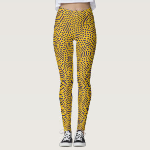 Spielt abstrakte Muster: Navy-Punkte auf gelbem Hi Leggings
