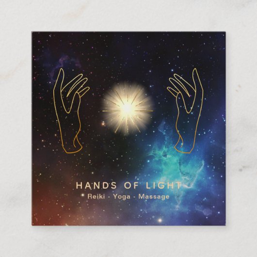 *~* spielt heilendes Handuniversum-kosmische Quadratische Visitenkarte (Vorderseite)