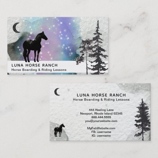 *~* spielt kosmische Mond-Pferderanch Visitenkarte (Vorne/Hinten)
