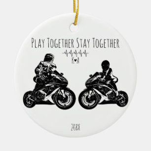 Spielt zusammen...Personalisiertes Motorrad Keramik Ornament