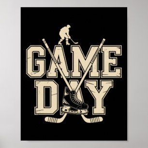 Spieltag, Eishockeyspieler und Schlittschuhe für S Poster