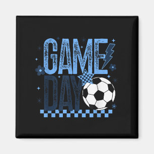 Spieltag Fußball Saison Retro Light Blue Checked Magnet