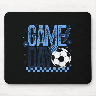Spieltag Fußball Saison Retro Light Blue Checked Mousepad