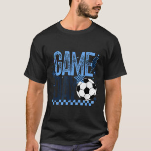 Spieltag Fußball Saison Retro Light Blue Checked T-Shirt
