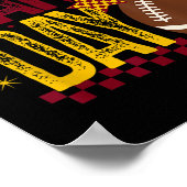 Spieltag Fußball Saison Retro Maroon Gold Checked Poster (Ecke)