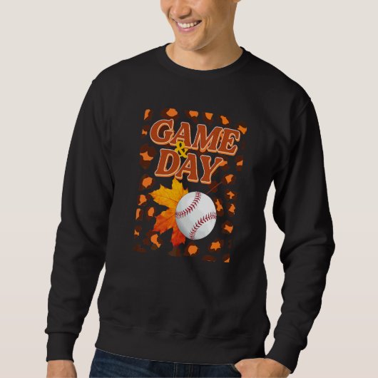 Spieltag Leopard Herbstblätter Baseball Mama Gebl Sweatshirt (Vorderseite)