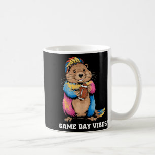 Spieltag Stimmung Stammes-Murmeltier hält Football Kaffeetasse