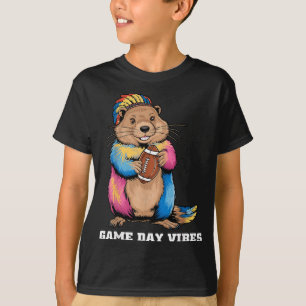 Spieltag Stimmung Stammes-Murmeltier hält Football T-Shirt