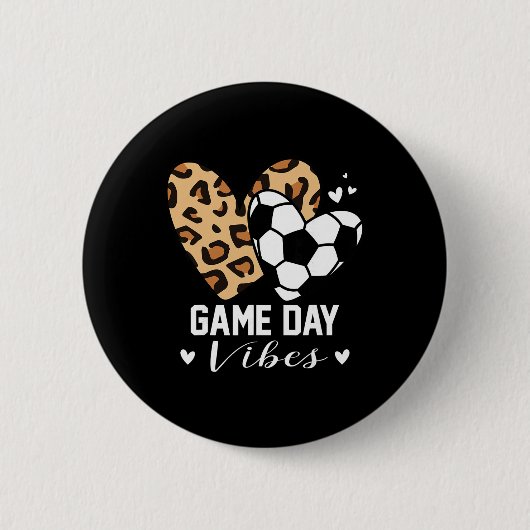 Spieltagsvibes Lustige Fußballmutter Leopard Herz Button (Vorderseite)