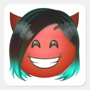 : Spielteufel-Emoji-Aufkleber Quadratischer Aufkleber