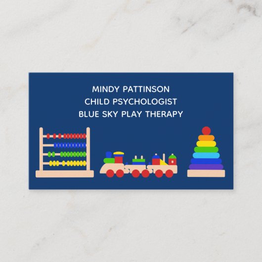 Spieltherapie Kinderpsychologe Spielzeugbahn blau Visitenkarte (Vorderseite)