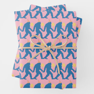 Spieltolles Rosa, Blaues & Gelbes Geburtstags-Bigf Geschenkpapier Set