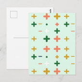 Spieltragende Pluszeichen Geometrisches Retro-Must Postkarte (Vorne/Hinten)