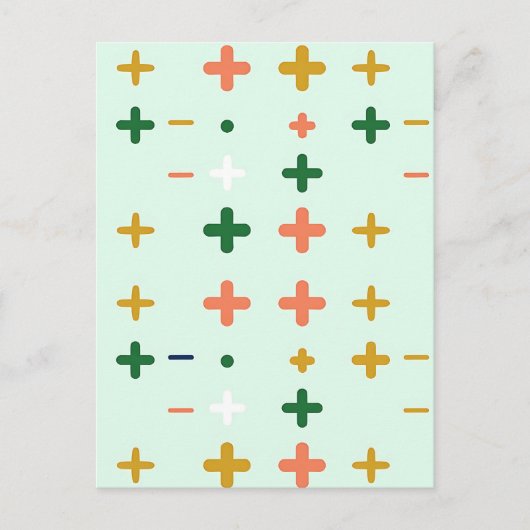 Spieltragende Pluszeichen Geometrisches Retro-Must Postkarte (Vorderseite)