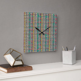Spieltragendes Mosaik-Abstraktmuster-Design 1306 Quadratische Wanduhr