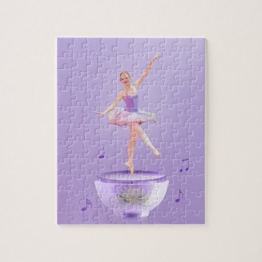Spieluhr-Ballerina mit Wasser-Lilie, Monogramm Puzzle (Vertikal)