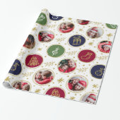 Spielvolle Familienfoto Collage Weihnachten Weiß Geschenkpapier (Ungerollt)