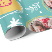 Spielvolle Familienfoto Collage Weihnachtsminze Geschenkpapier (Rolleneckpunkt)