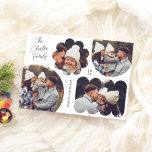 Spielvolle Formen Weihnachts-Collage Budget<br><div class="desc">Freuen Sie sich auf unsere einzigartigen und modernen Weihnachtsfotos! Die Vorderseite zeigt vier Foto, die in spielerischen Formen angeordnet sind, darunter ein Kreis, ein Bogen, eine Blume und ein gewelltes Rechteck. Eine lustige Drehung auf dem traditionellen Design einer Ferienkarte. Ihr Familienname wird in einem modernen Drehbuch in der oberen links...</div>