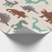 Spielvolle Kinder Dinosaurier  Geschenkpapier (Ecke)