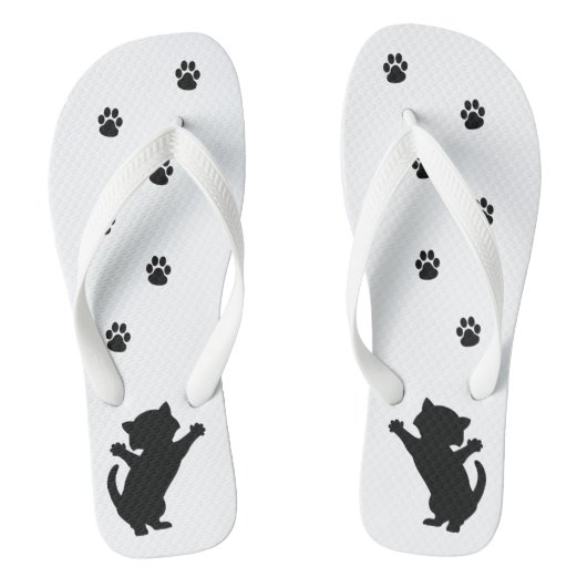 Spielvolle Kitten Silhouette Flip Flops Badesandalen (Fußbett)