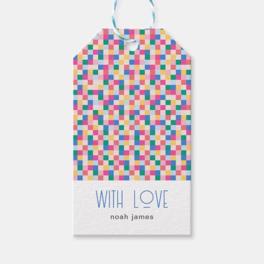 Spielvolle Multicolor-Blöcke Geschenkanhänger (Vorderseite)